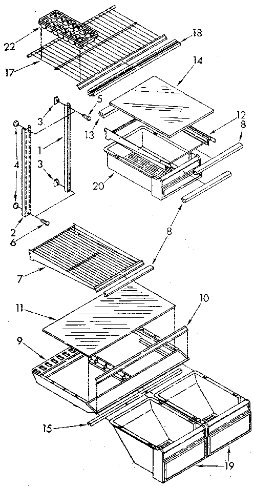 Shelf Diagram and Parts List for ET20AKXSN07  Whirlpool Refrigerator