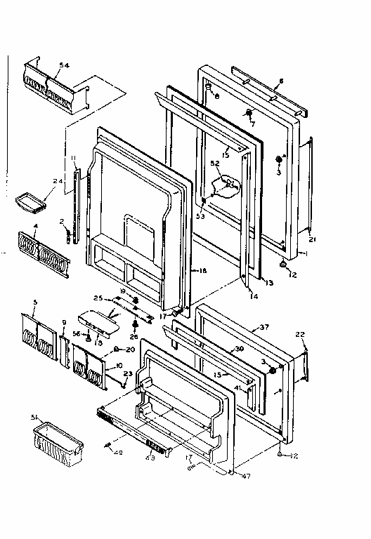 Refrigerator Door Parts Diagram and Parts List for 106U16GL1  Kenmore Refrigerator