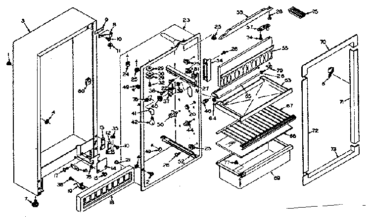 Cabinet Parts Diagram and Parts List for 106W11AL1  Kenmore Refrigerator