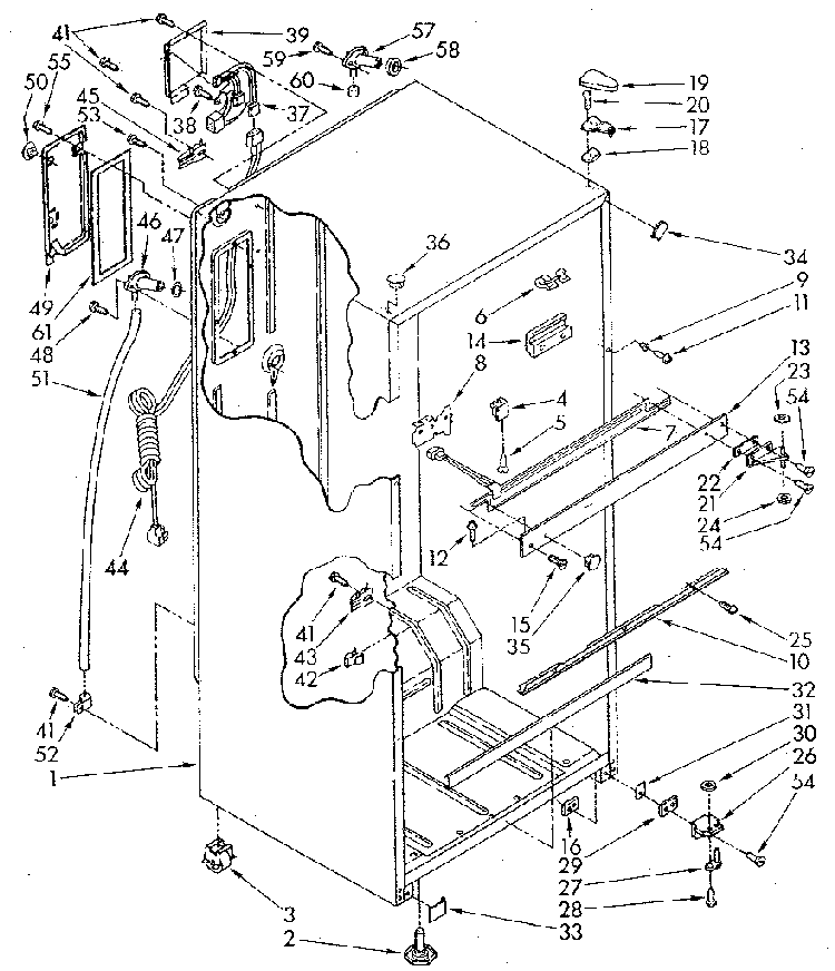 Cabinet Diagram and Parts List for ET18JKYSM02  Whirlpool Refrigerator