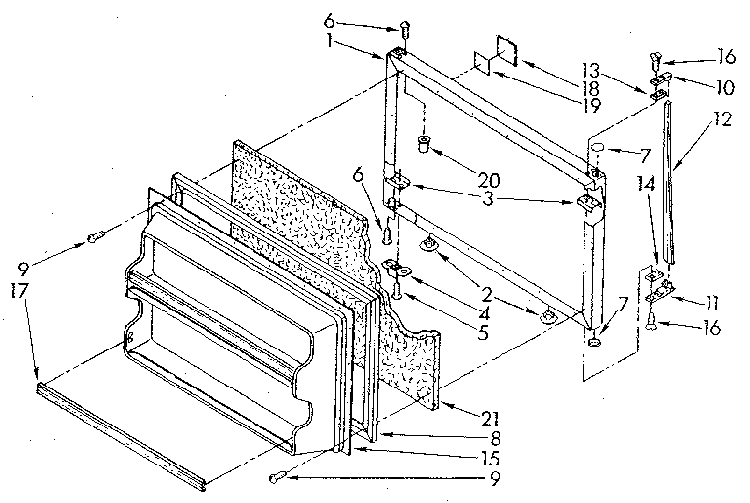 Freezer Door Diagram and Parts List for ET18NKXSN03  Whirlpool Refrigerator