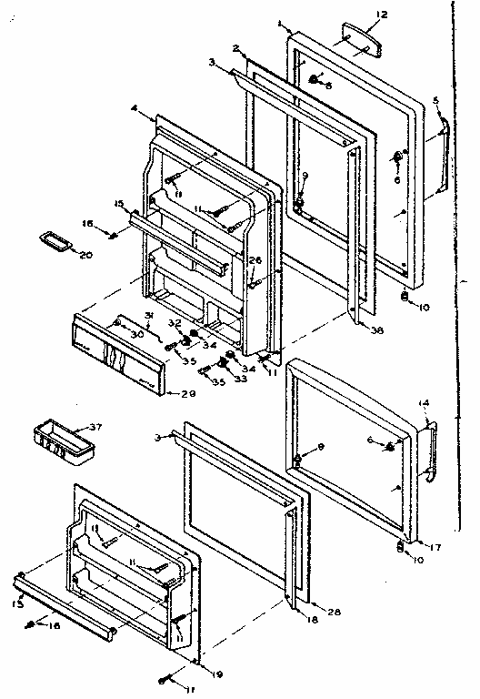Door Parts Diagram and Parts List for 106T14GL3  Kenmore Refrigerator
