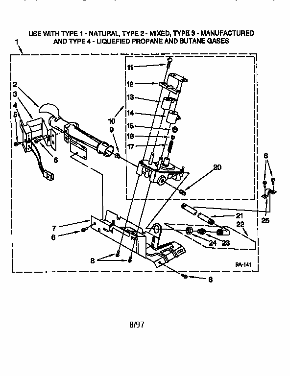 3402844 Burner Assembly Diagram and Parts List for 110C70834990  Kenmore Dryer