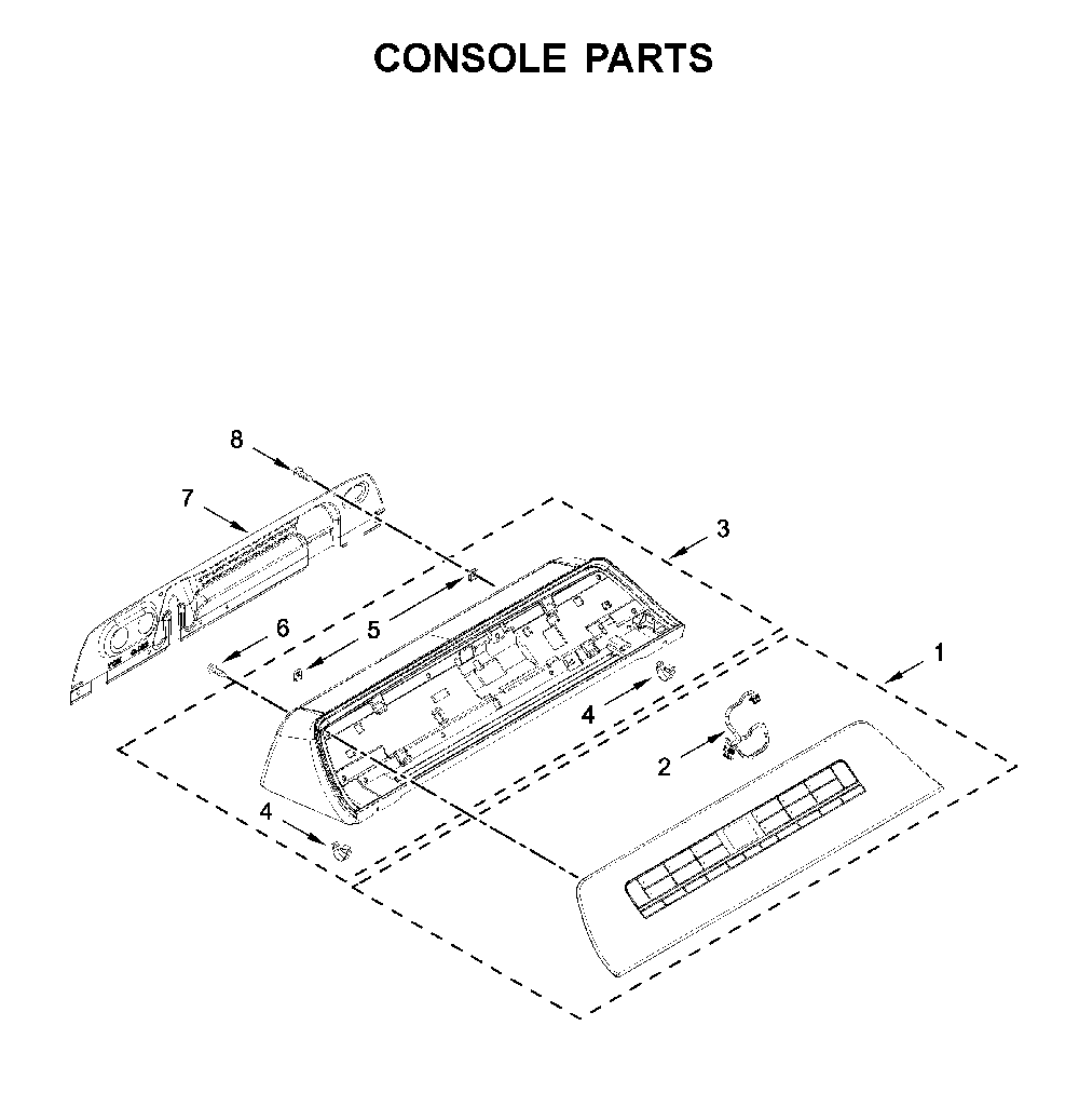 Console parts Diagram and Parts List for  Whirlpool Washer