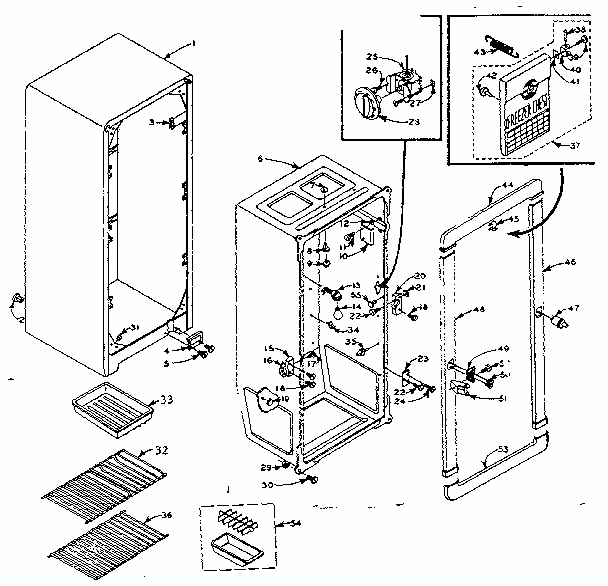 Refrigerator Cabinet Parts Diagram and Parts List for 106M8S-F  Kenmore Refrigerator