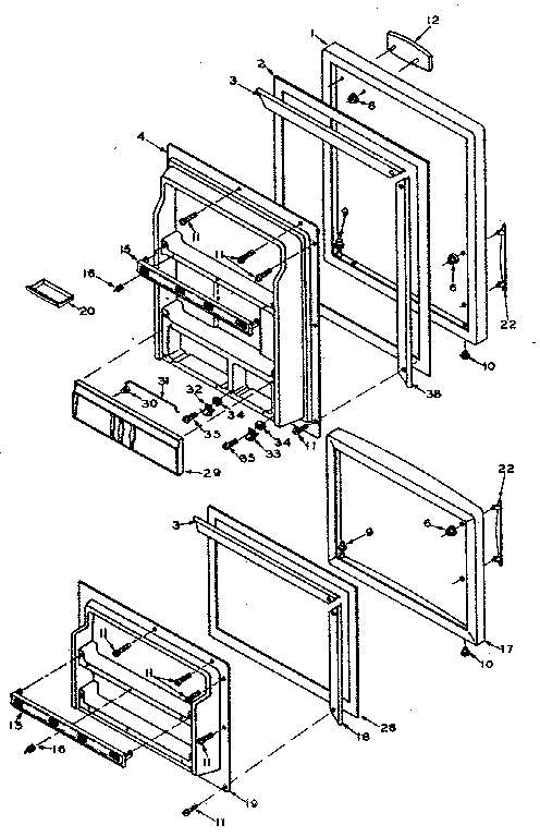 Door Parts Diagram and Parts List for 106U14GS  Kenmore Refrigerator