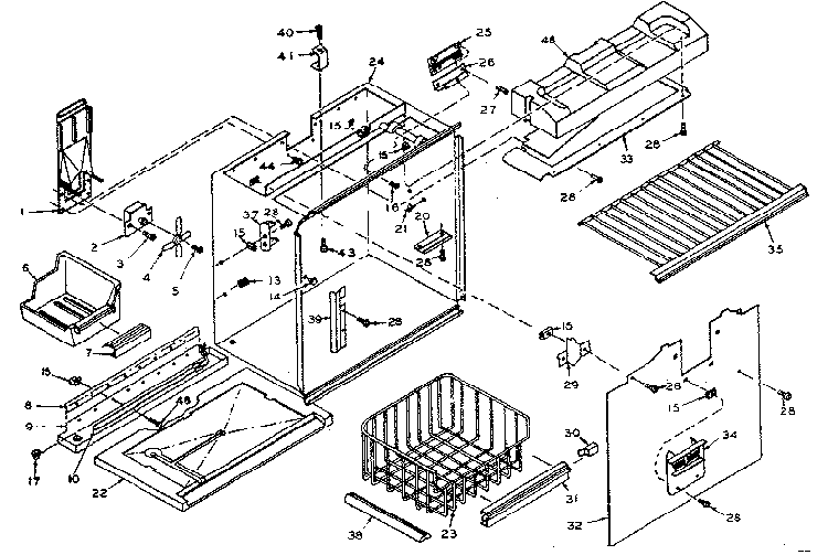 Freezer Section Parts Diagram and Parts List for 106U14GIML  Kenmore Refrigerator