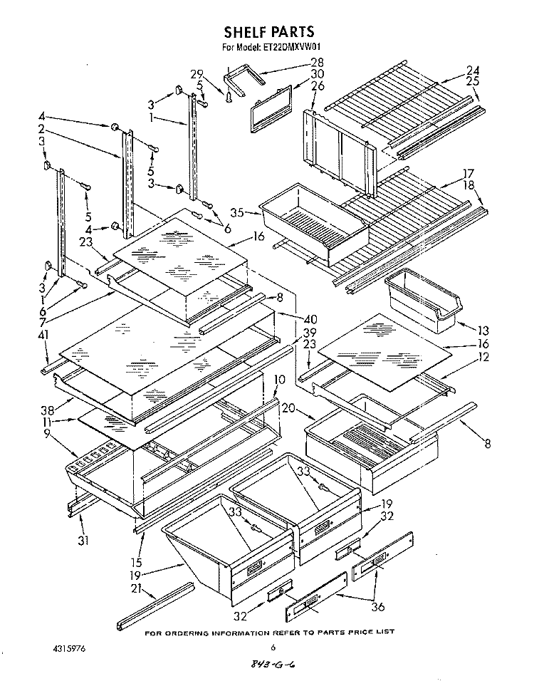 SHELF , LIT/OPTIONAL Diagram and Parts List for ET22DMXVW01  Whirlpool Refrigerator