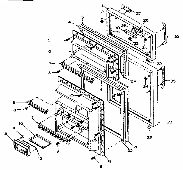Door Parts Diagram and Parts List for 106T12EX  Kenmore Refrigerator