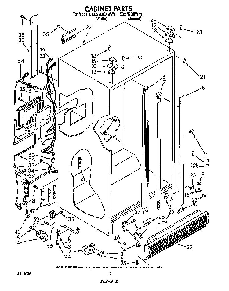 Cabinet Diagram and Parts List for ED27DQZWN11  Whirlpool Refrigerator