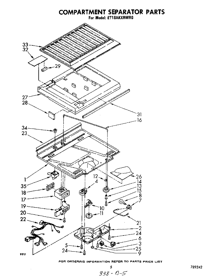 COMPARTMENT SEPARATOR Diagram and Parts List for ET18AKXRWR0  Whirlpool Refrigerator