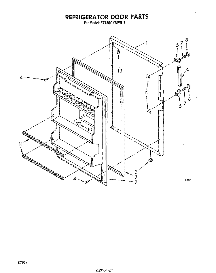 REFRIGERATOR DOOR, NOT ILLUSTRATED Diagram and Parts List for ET18SCXRWR1  Whirlpool Refrigerator