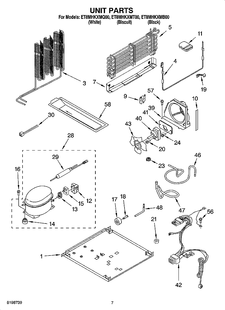 UNIT PARTS Diagram and Parts List for ET8MHKXMB00  Whirlpool Refrigerator