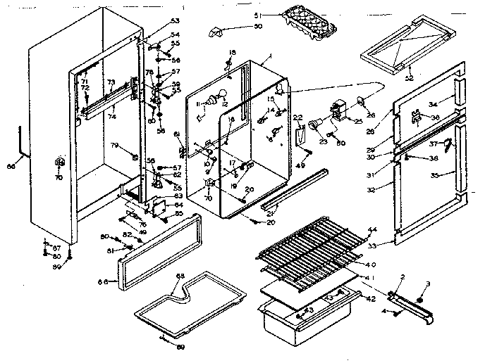 Cabinet Parts Diagram and Parts List for 106U14DS  Kenmore Refrigerator