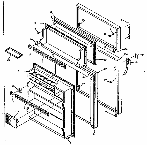 Door Parts Diagram and Parts List for 106W14BL1  Kenmore Refrigerator