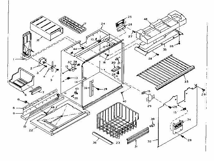 Freezer Section Parts Diagram and Parts List for 106W14G2  Kenmore Refrigerator