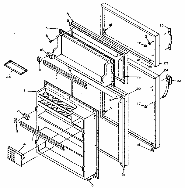 Door Parts Diagram and Parts List for 106W14BIML  Kenmore Refrigerator
