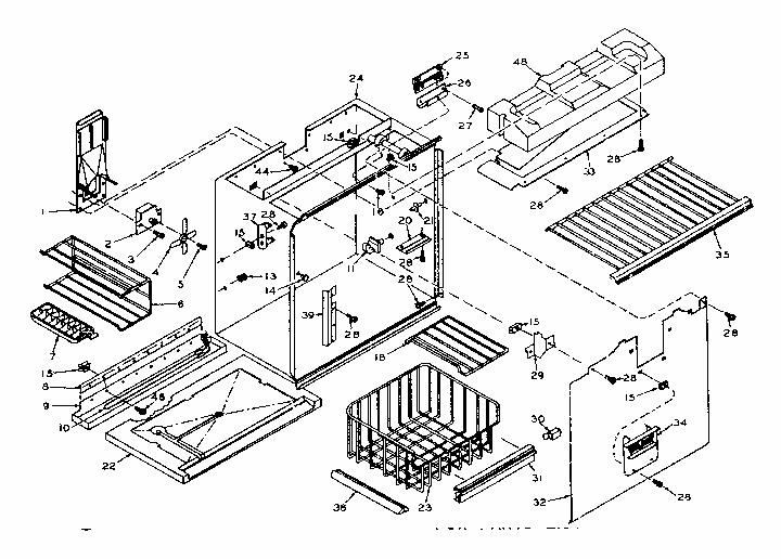Freezer Section Parts Diagram and Parts List for 106W16G1  Kenmore Refrigerator