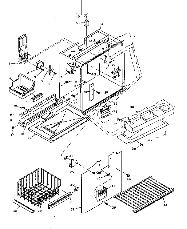Refrigerator Freezer Section Part Diagram and Parts List for 106U18GIML  Kenmore Refrigerator