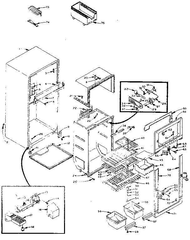 Refrigerator Cabinet Parts Diagram and Parts List for 106M12DL-F  Kenmore Refrigerator