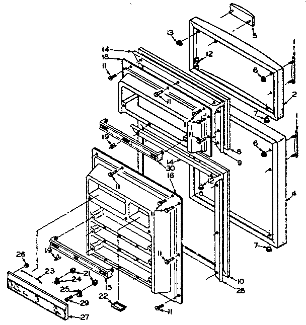 Door Parts Diagram and Parts List for 106U16ESL  Kenmore Refrigerator