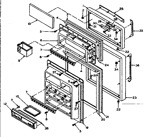 Door Parts Diagram and Parts List for 106T16EL1  Kenmore Refrigerator