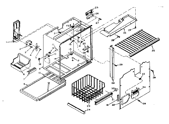 Freezer Parts Diagram and Parts List for 106T13GIM1  Kenmore Refrigerator