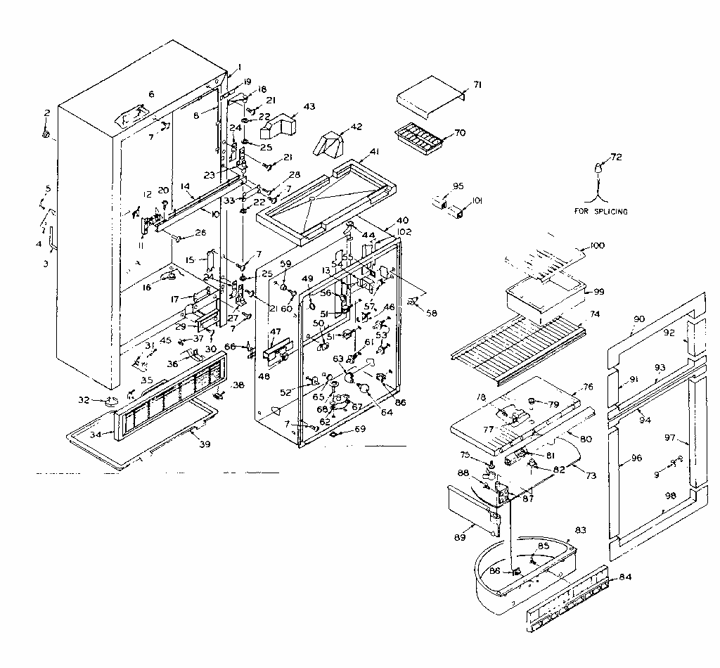 Coldspot Refrigerators Diagram and Parts List for 106R12D  Kenmore Refrigerator