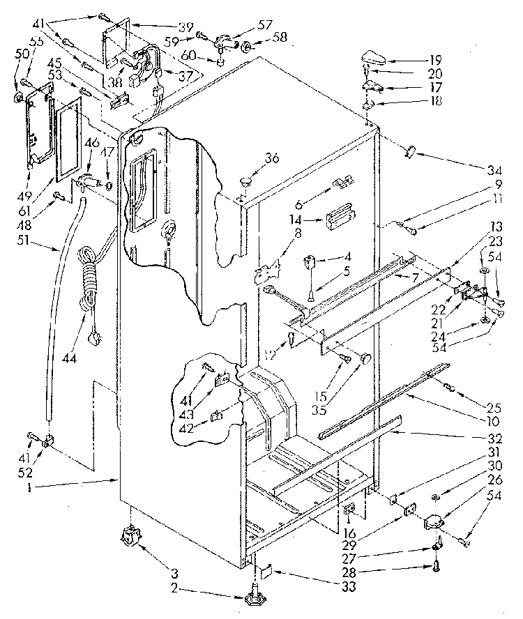 Cabinet Diagram and Parts List for ET18JKYSM03  Whirlpool Refrigerator