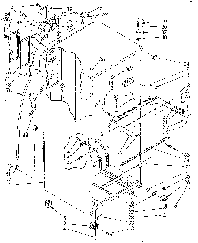 Cabinet Diagram and Parts List for ET18GKXSG02  Whirlpool Refrigerator
