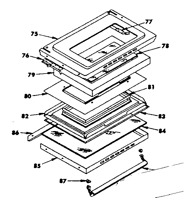 Black Glass Door Diagram and Parts List for 1554547090  Kenmore Range