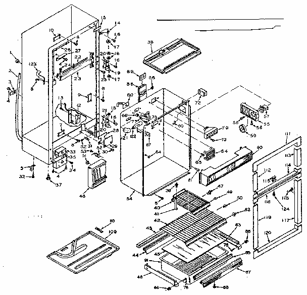 Refrigerator Cabinet Parts Diagram and Parts List for 106T14ESL  Kenmore Refrigerator
