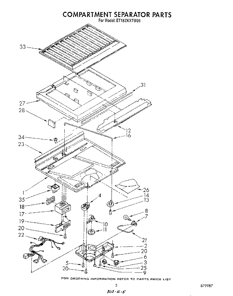 COMPARTMENT SEPARATOR Diagram and Parts List for ET18ZKXTM01  Whirlpool Refrigerator
