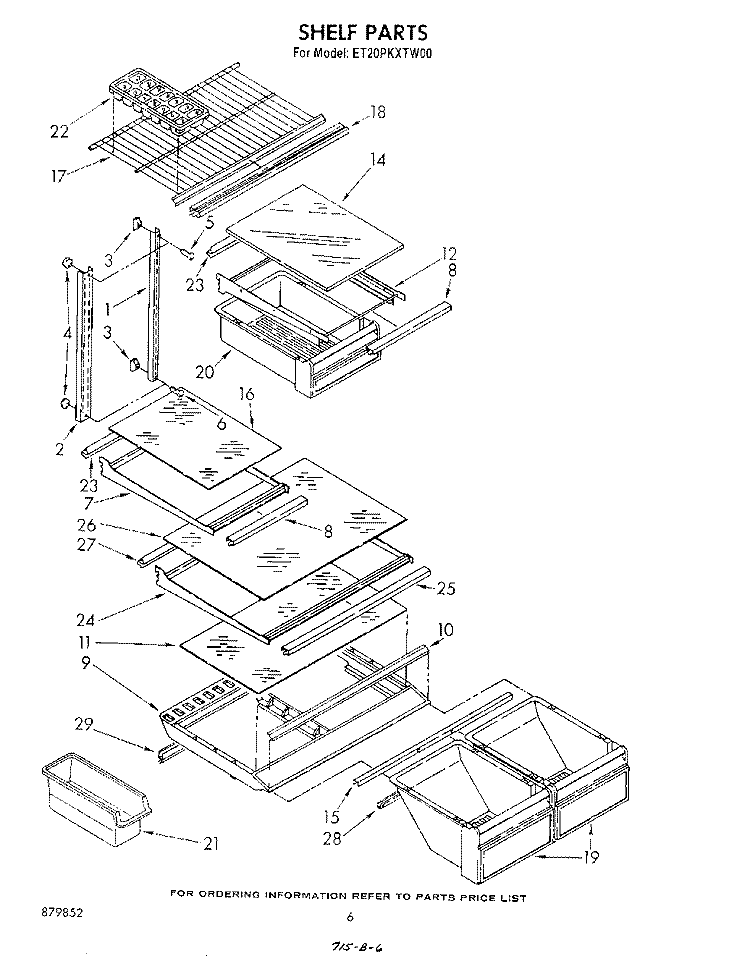 SHELF Diagram and Parts List for ET20PKXTG00  Whirlpool Refrigerator