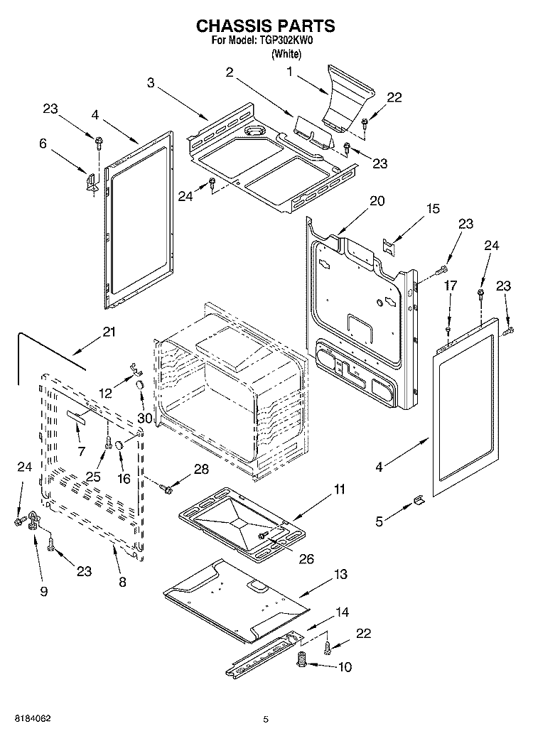 CHASSIS Diagram and Parts List for TGP302KW0  Estate Range