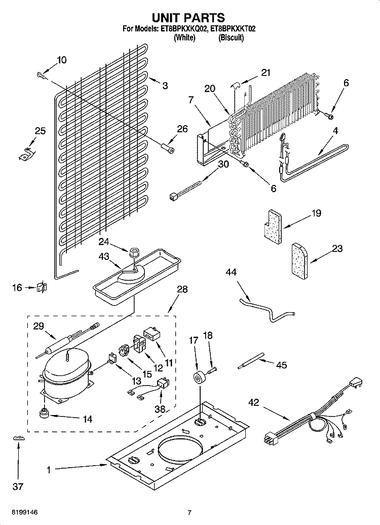 UNIT PARTS Diagram and Parts List for ET8BPKXKT02  Whirlpool Refrigerator