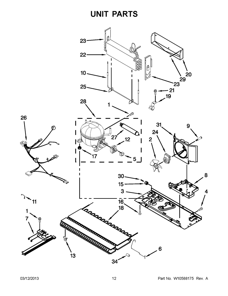 UNIT PARTS Diagram and Parts List for GX2SHBXVQ05  Whirlpool Refrigerator