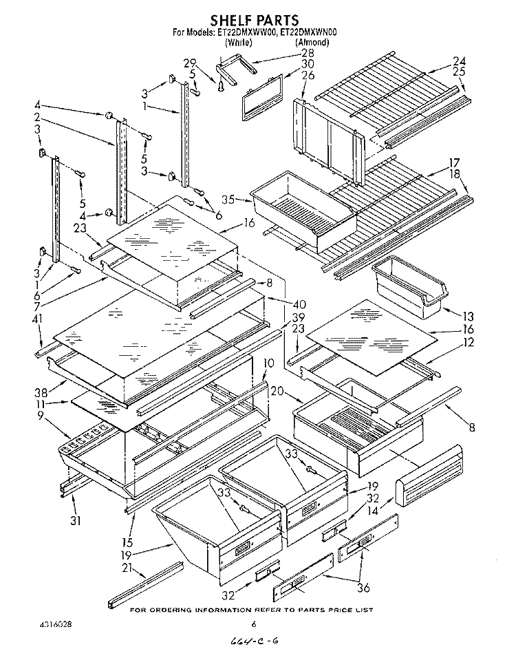 SHELF, LIT/OPTIONAL Diagram and Parts List for ET22DMXWW00  Whirlpool Refrigerator
