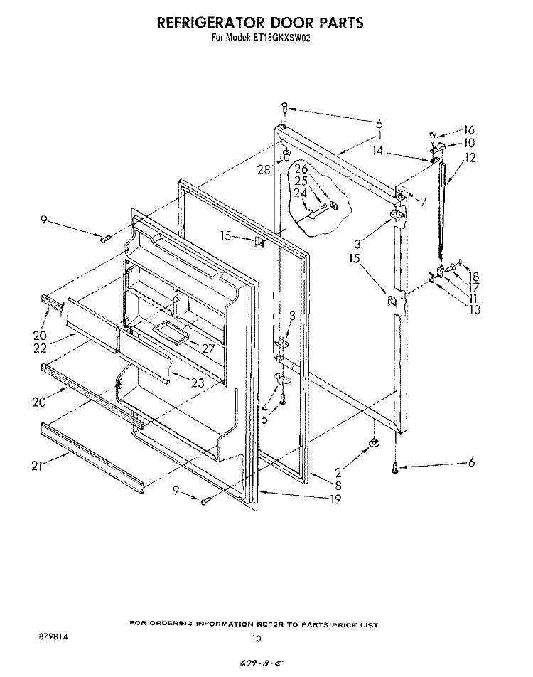 REFRIGERATOR DOOR , LIT/OPTIONAL Diagram and Parts List for ET18GKXSW02  Whirlpool Refrigerator