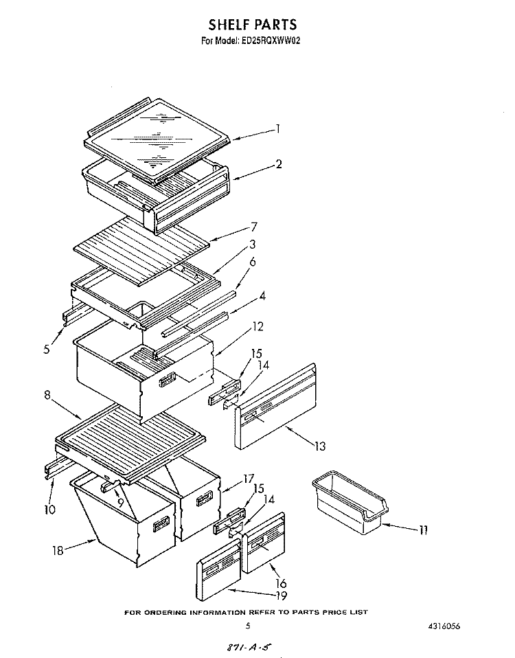 SHELF Diagram and Parts List for ED25RQXWW02  Whirlpool Refrigerator
