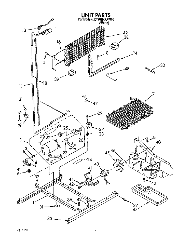 UNIT Diagram and Parts List for ET20RKXXW00  Whirlpool Refrigerator