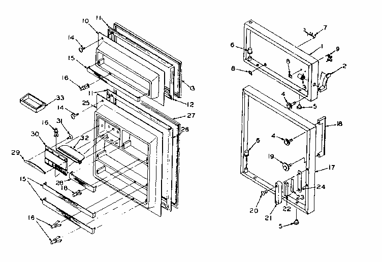 Refrigerator Door Parts Diagram and Parts List for 106R12D  Kenmore Refrigerator