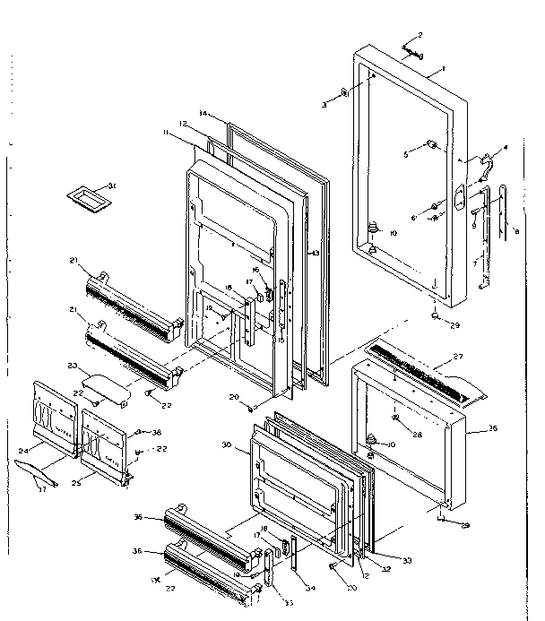 Door Parts Diagram and Parts List for 106N14SP1  Kenmore Refrigerator