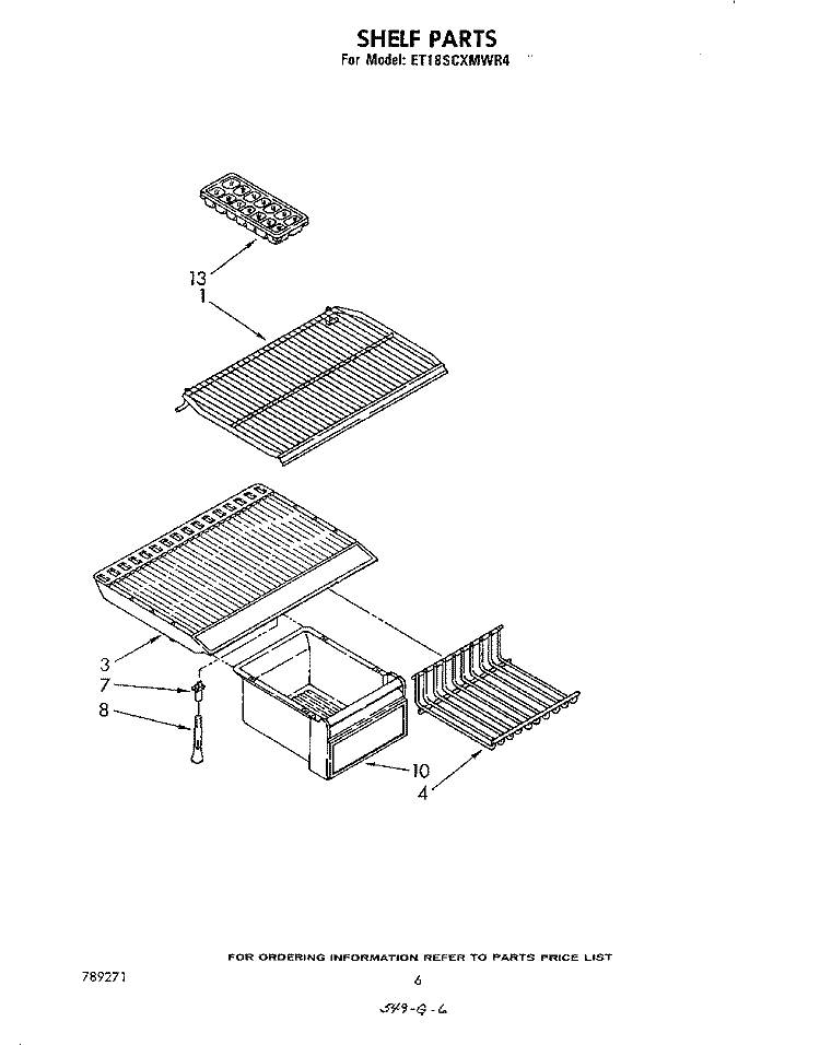 SHELF Diagram and Parts List for ET18SCXMWR4  Whirlpool Refrigerator