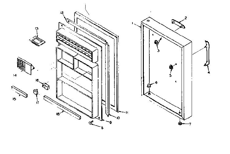 Door Parts Diagram and Parts List for 106T11A  Kenmore Refrigerator