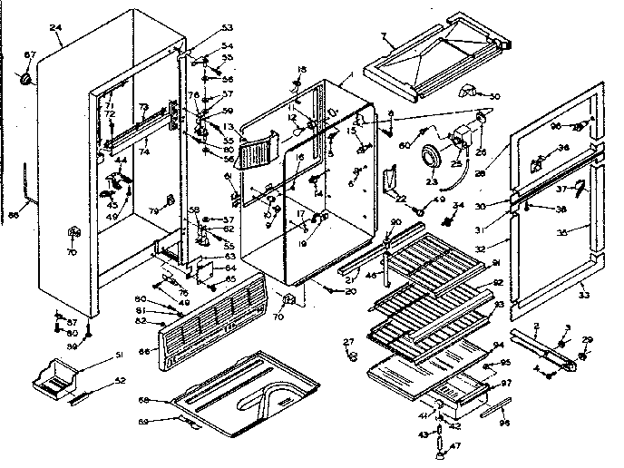 Cabinet Parts Diagram and Parts List for 106W14BIM  Kenmore Refrigerator