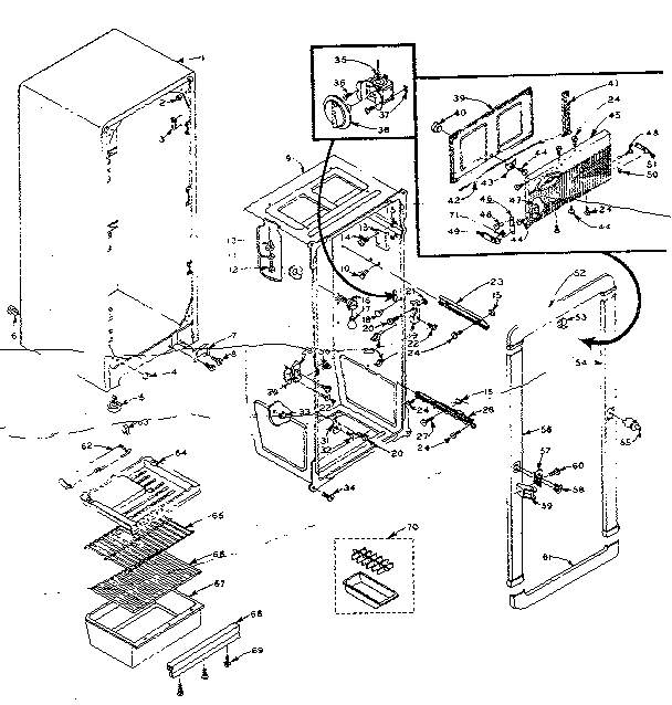 Refrigerator Cabinet Parts Diagram and Parts List for 106M12AL-F  Kenmore Refrigerator