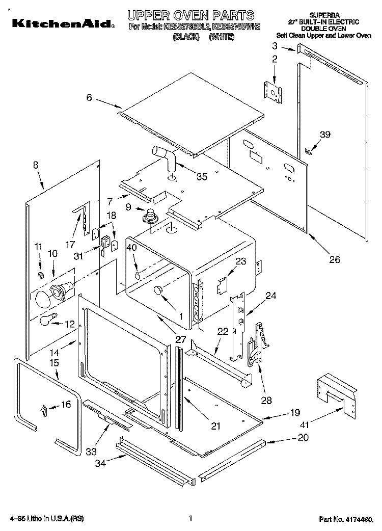 UPPER OVEN, OPTIONAL Diagram and Parts List for KEBS276BWH2  KitchenAid Wall Oven