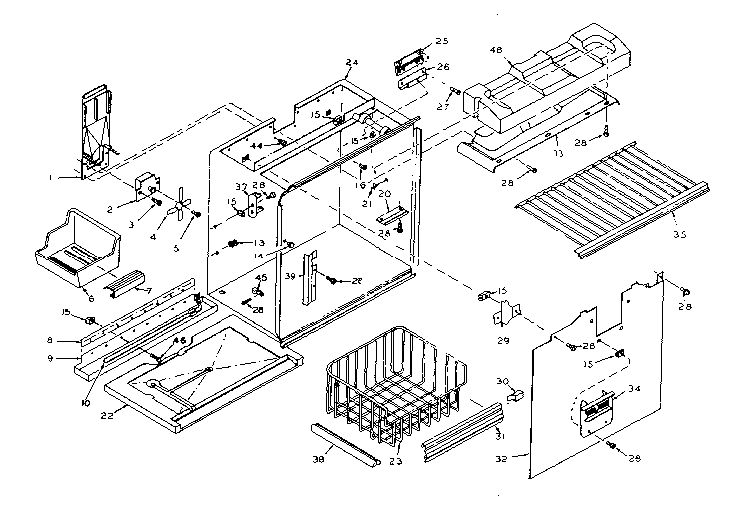 Freezer Section Parts Diagram and Parts List for 106W18G1  Kenmore Refrigerator