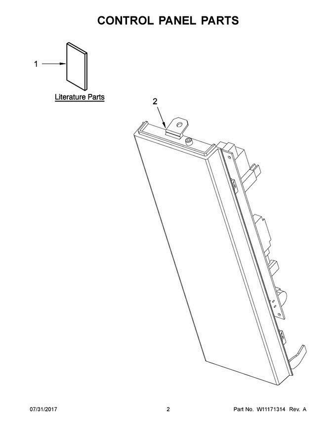02 - Control Panel Parts Diagram and Parts List for  Whirlpool Microwave Oven Combo